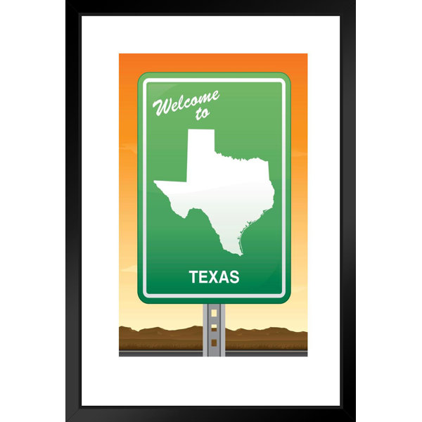 Trinx To Texas Road Sign Matted Framed Art Print Wall Decor